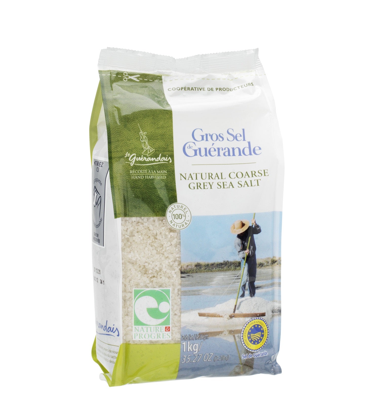 Unrefined Le Guerande Celtic Sea Salt - Grey Coarse 1kg - certified by Nature & Progress