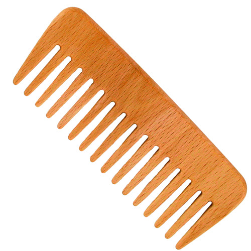 Wide Tooth Wooden Comb for Curly Hair - Beech Wood