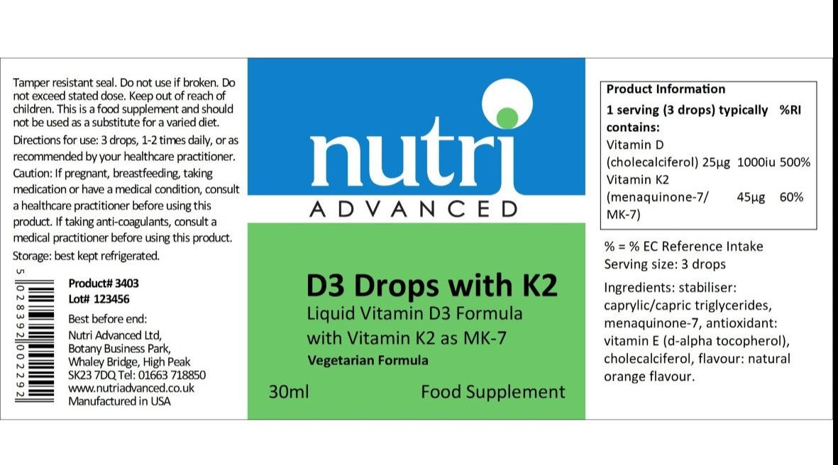 Vitamin D3 with K2 Drops in MCT Oil 30ml