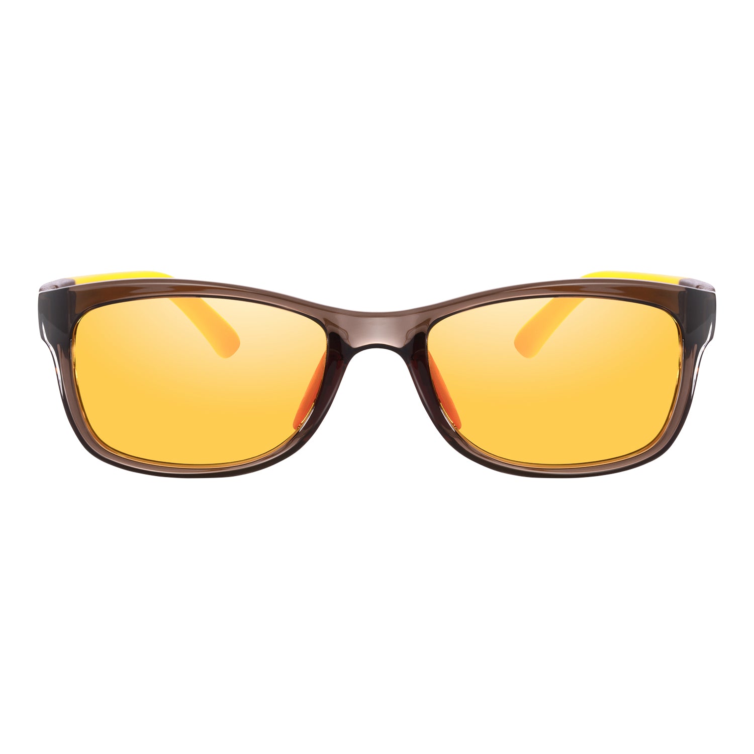PRiSMA KiDS Blue Light Blocking Glasses for Children & Small Adults - Strong and flexible nylon frame  - brown & yellow