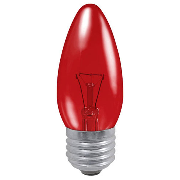 Red Incandescent Candle Bulb - E27 Standard Screw - 40W