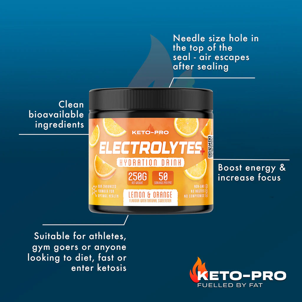 Electrolytes+ Hydration Drink 250g - Lemon & Orange flavour with natural sweeteners