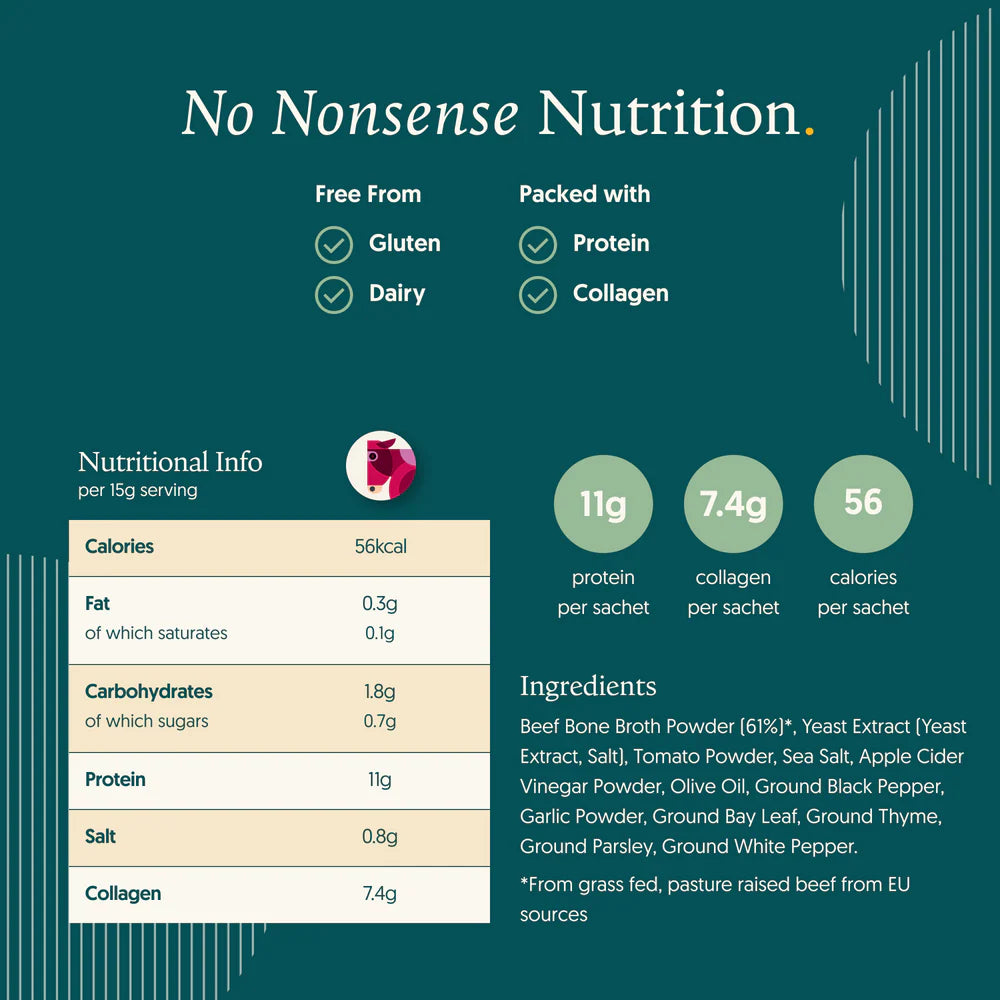 Instant Beef Bone Broth - Sachets x 4 - from Pasture Raised Cattle