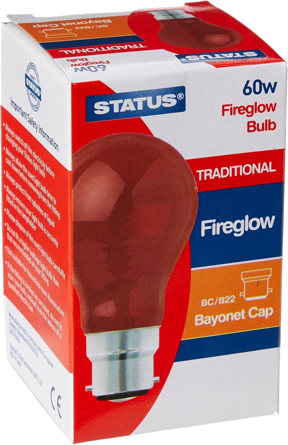 Red Fireglow Incandescent Light Bulb B22d - standard bayonet - 60 W