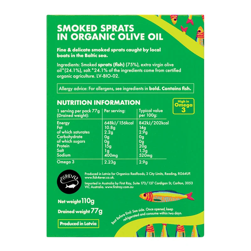 Smoked Sprats (sardines) in Extra Virgin Olive Oil 110g