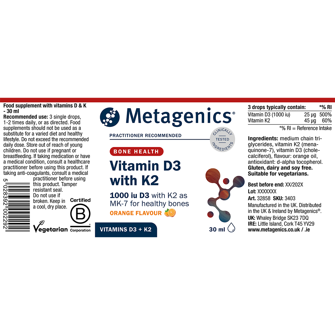 Vitamin D3 with K2 Drops in MCT Oil 30ml