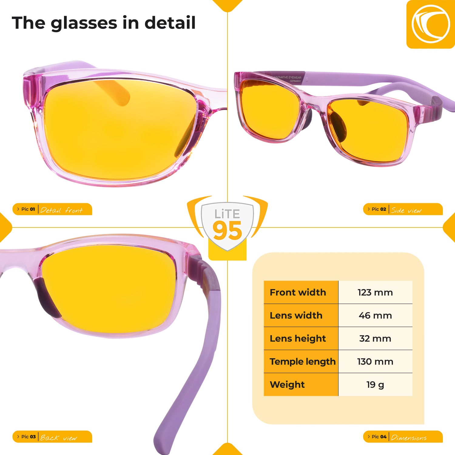 PRiSMA KiDS Blue Light Blocking Glasses for Children & Small Adults -  Strong and flexible nylon frame - lilac