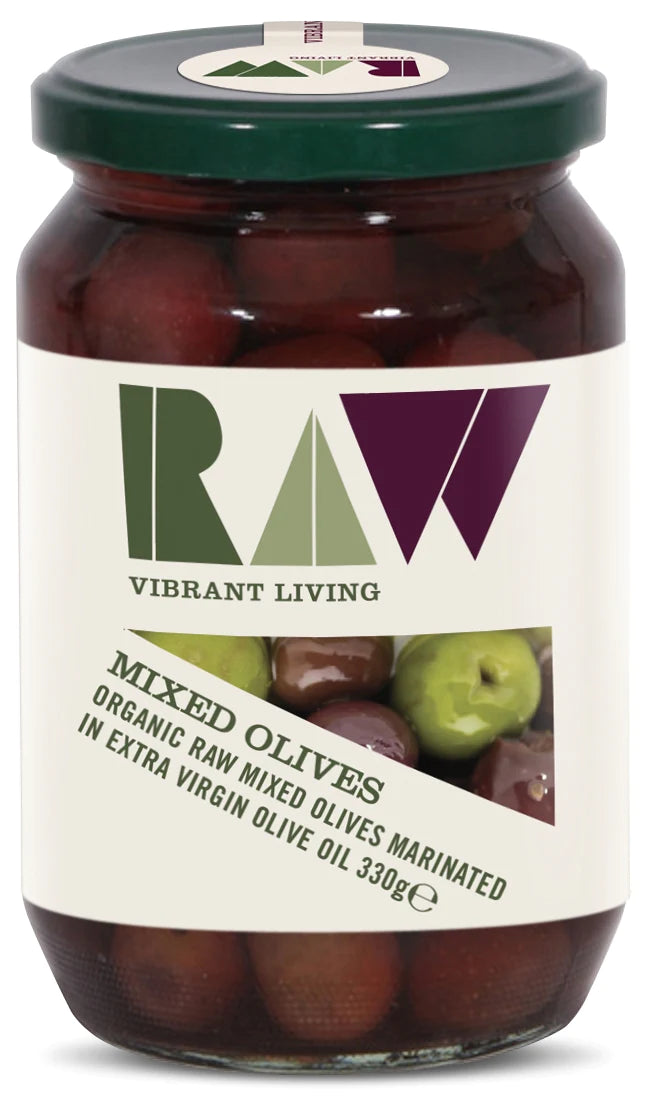 Organic Raw Mixed Green and Kalamata Olives - 330g