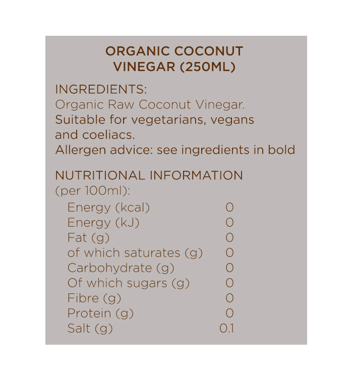 Raw Organic Coconut Vinegar 250ml