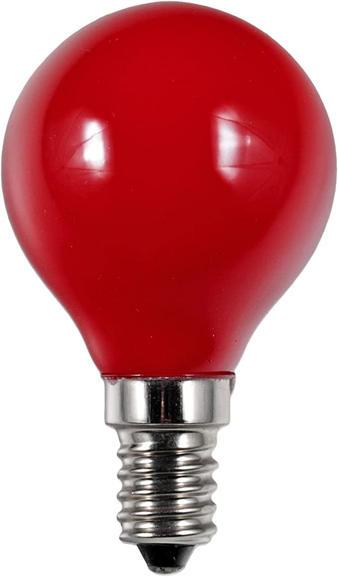 Red Incandescent Globe Light Bulb -Small Screw E14 - 25W
