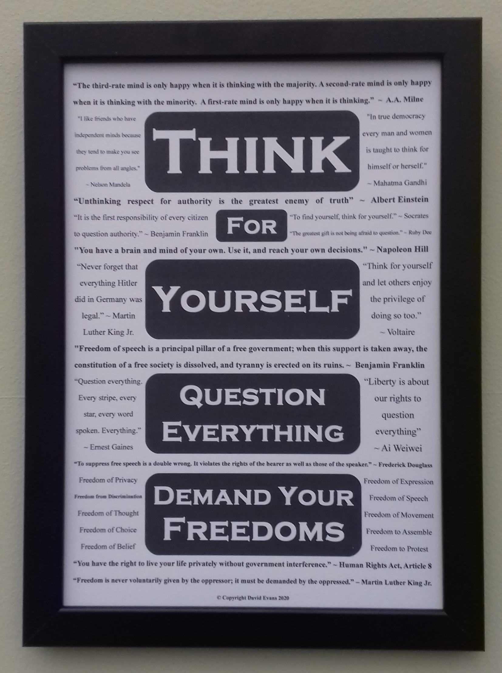 A thought provoking poster about our rights & freedoms - featuring 16 inspirational quotes