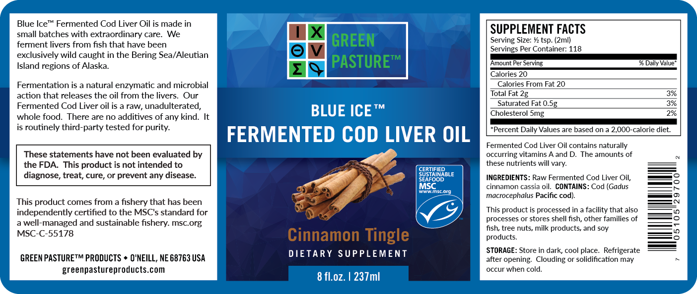 Blue Ice Fermented Cod Liver Oil Liquid 180ml - Cinnamon Tingle