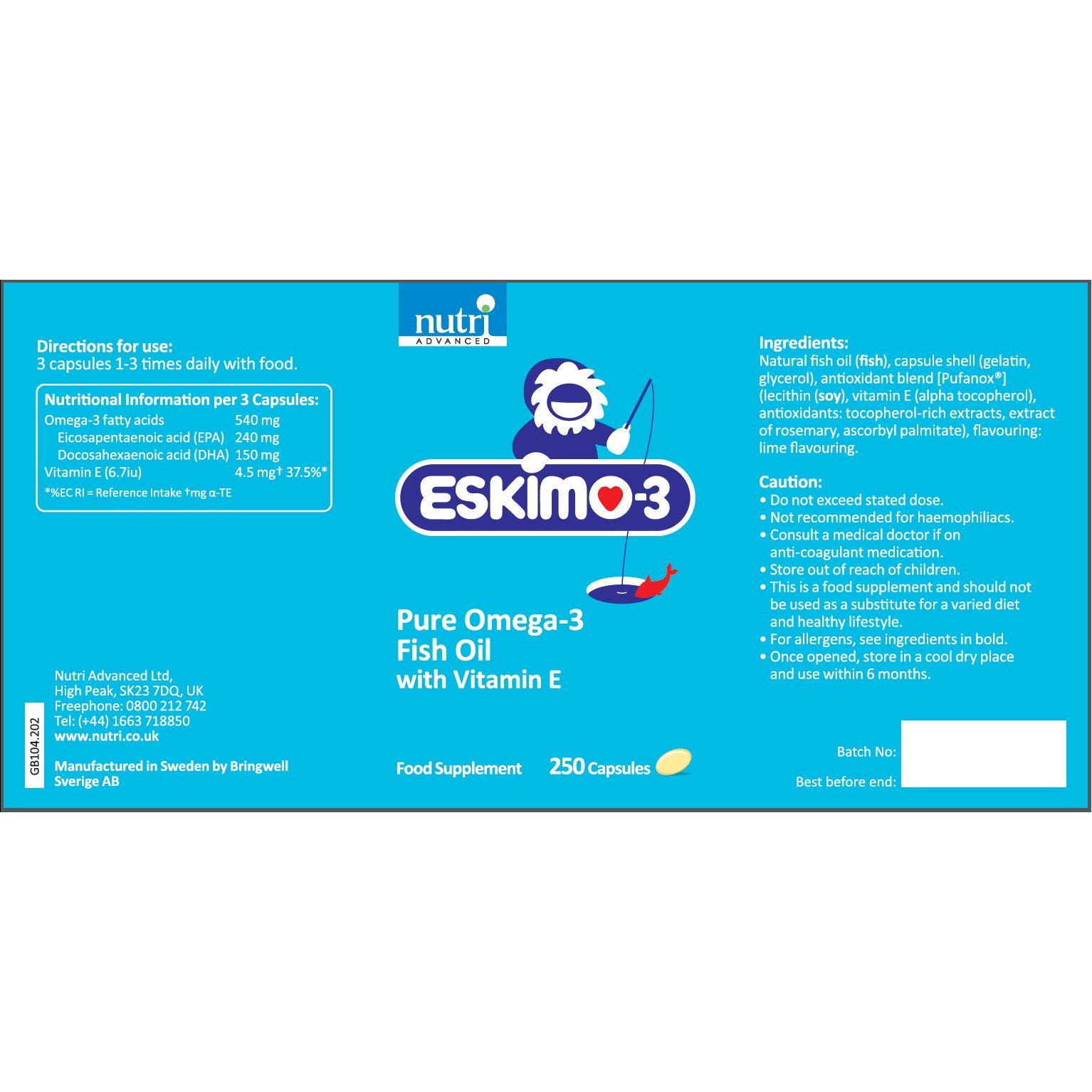 Eskimo®-3 Fish Oil Capsules - 250's
