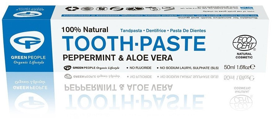 Natural Toothpaste - Peppermint & Aloe Vera - 50ml - Organic Ingredients