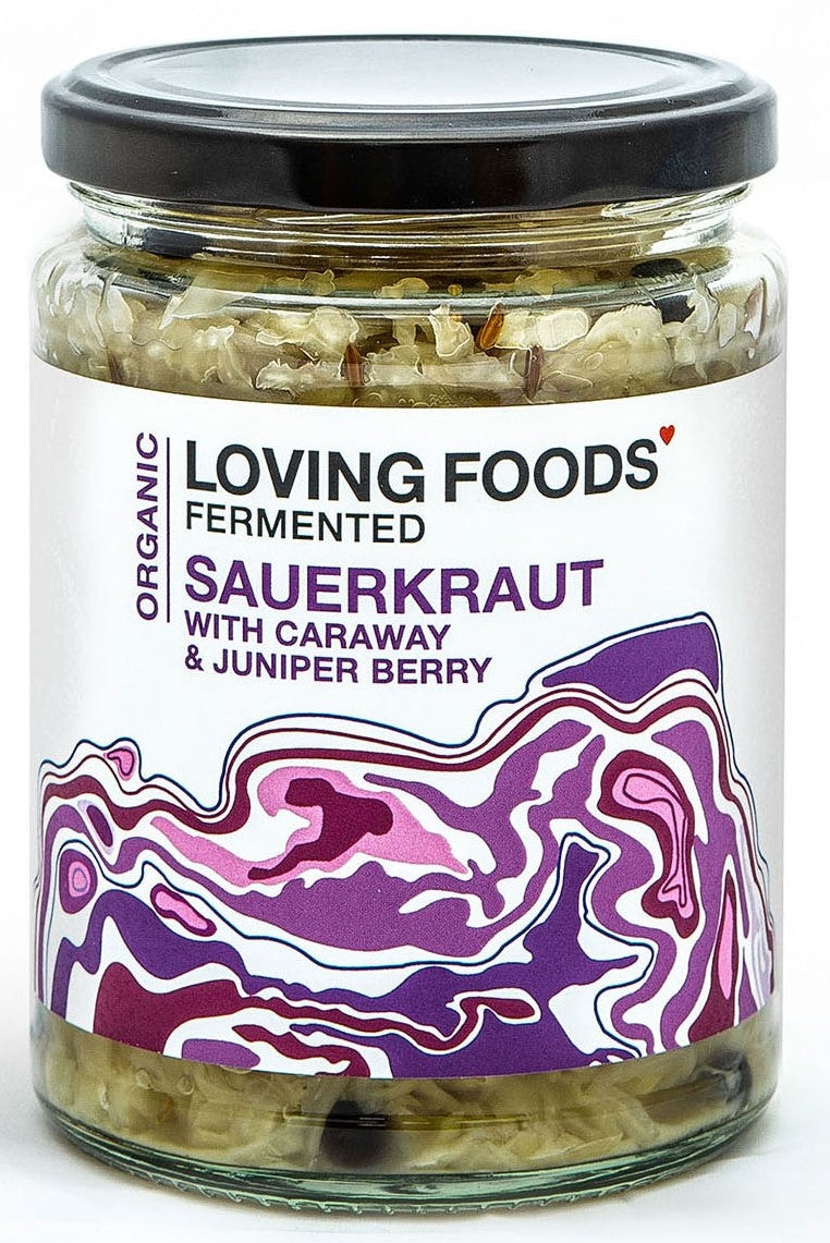 Raw Organic Unpasteurised Fermented Sauerkraut with Caraway and Juniper - 500g
